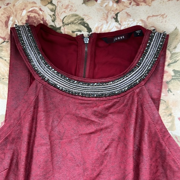 Guess Halter Red Mini Dress with Jewels and Mesh Back - Picture 5 of 12